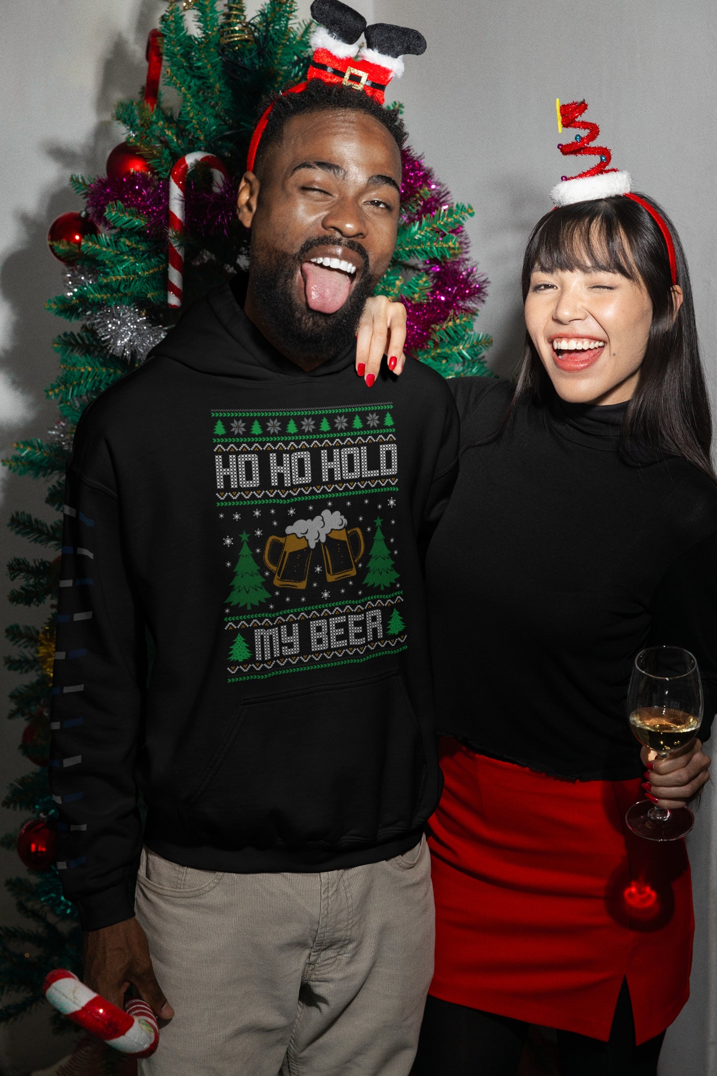 Ho Ho Hold My Beer (Ugly Christmas Style) Hoodie