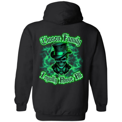 Chosen Family Loyalty Above All Dapper Green Skull Men's Hoodie