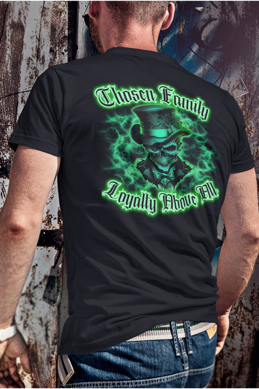 Chosen Family Loyalty Above All Dapper Green Skull Men's T-Shirt