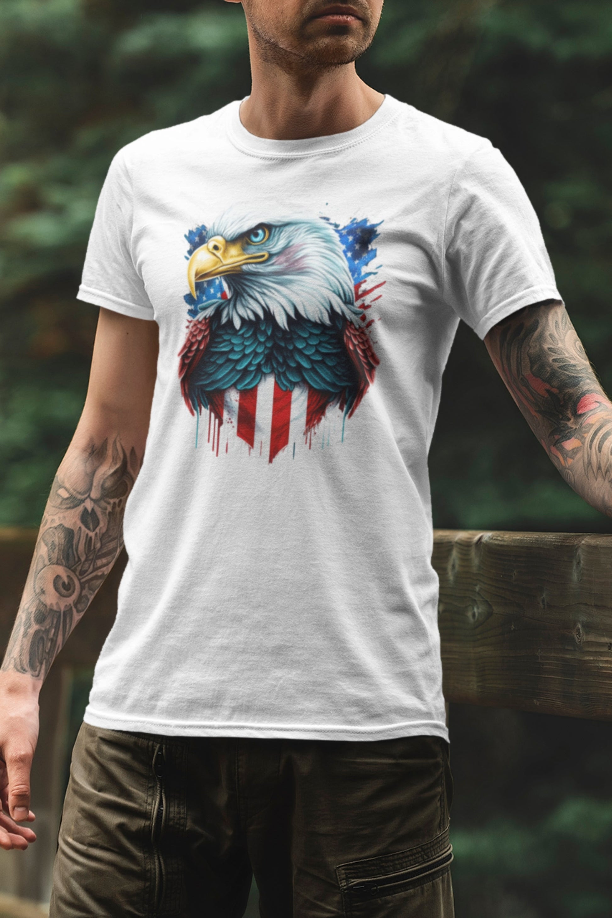 American Flag Patriotic Eagle Men's T-Shirt - SwayTheMuse